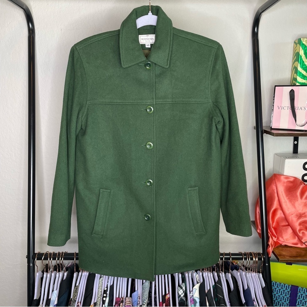 Vintage Henri Bendel New York Green Wool Blend Peacoat
